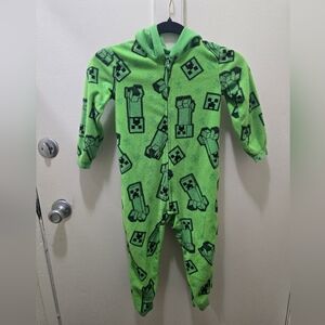 ​Minecraft Boys Creeper Fleece Hooded One-Piece Pajamas